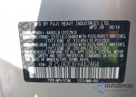 2015 Subaru Forester 2.5I Premium z USA, uszkodzony, nr VIN JF2SJADCXFH462464